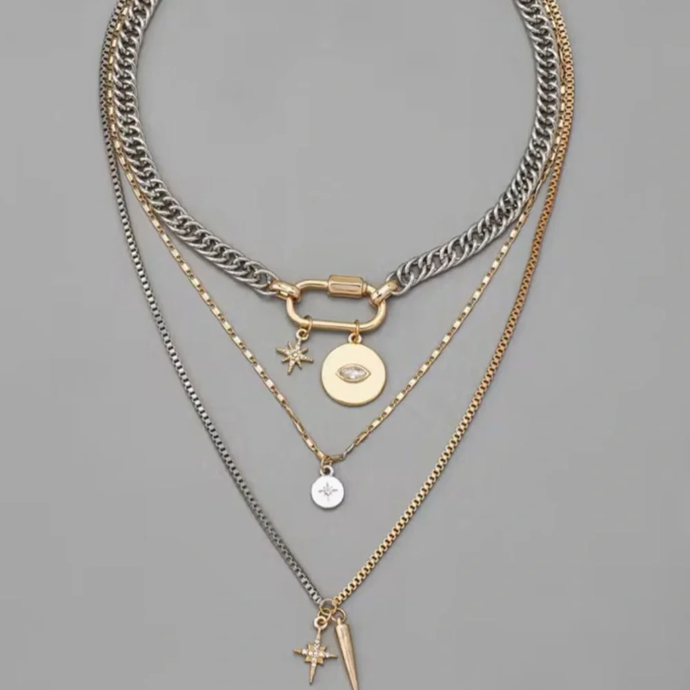 Soon NEW! Layered Gold and Silver Pendant Necklace Set - Picture 2 of 2